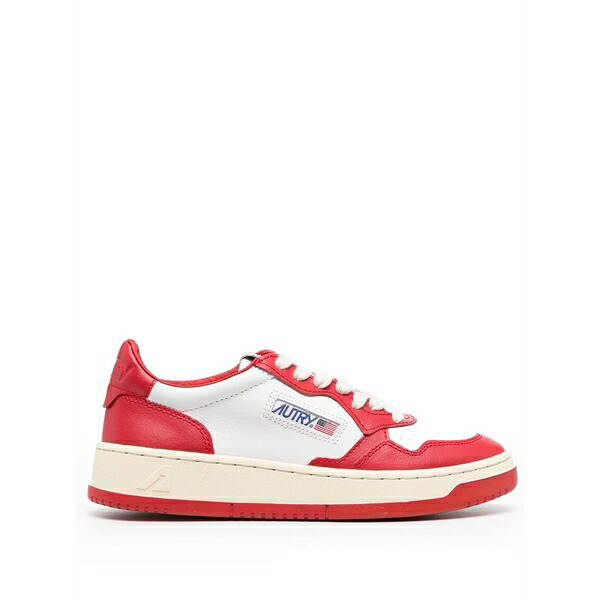 オートリー レディース スニーカー シューズ Contrast-panel leather sneakers Red|asty