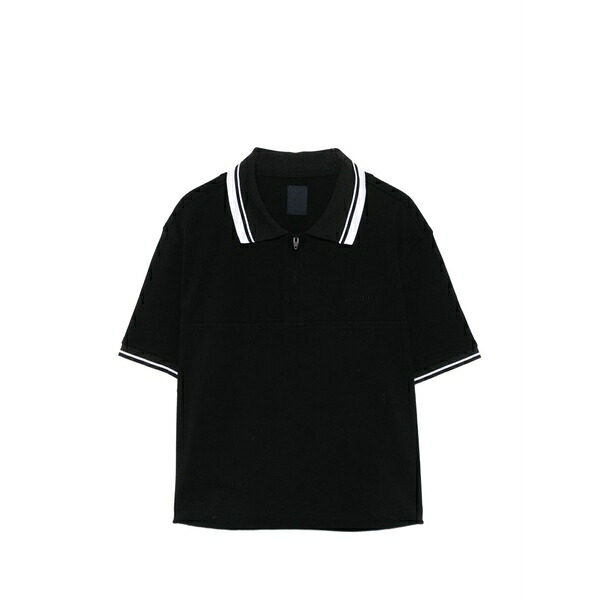 ジュン・ジー レディース スポーツシャツ トップス Zip-fastening stipped polo shirt Black