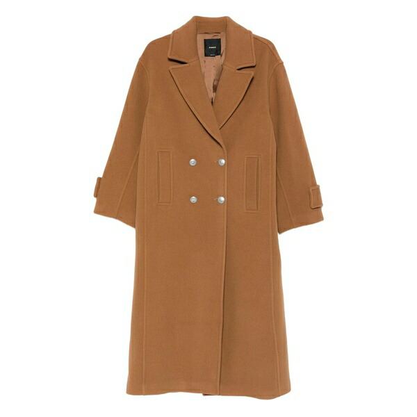 ピンコ レディース 厚地の外套 アウター Double-breasted coat Brown