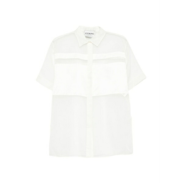 アイスバーグ レディース シャツ トップス Sheer-panel shirt White|asty