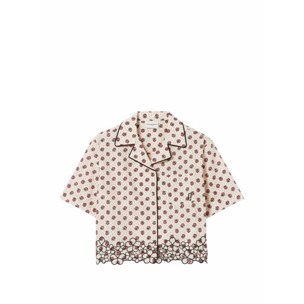 クローディピエルロ レディース プルオーバー トップス Floral-print scalloped-hem shirt Neutrals