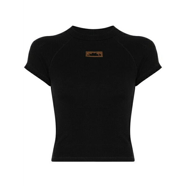 オットリンガー レディース Tシャツ トップス Ribbed deconstructed t-shirt Black|asty