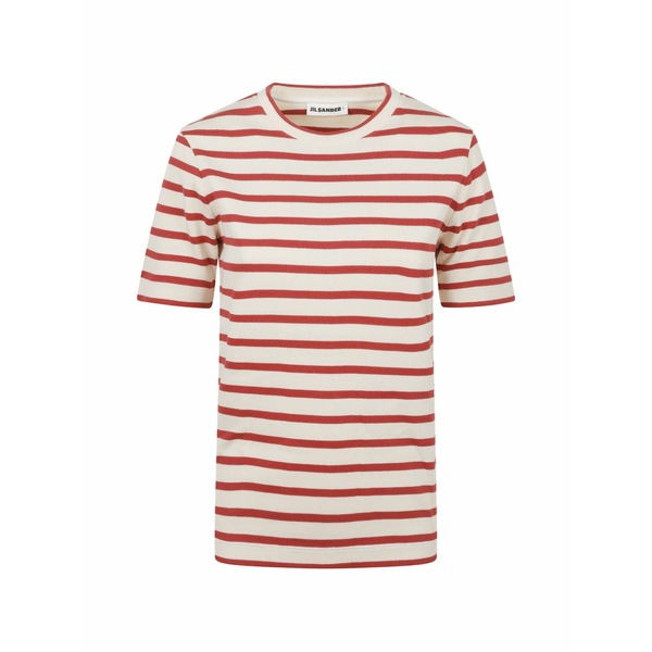 ジル・サンダー レディース Tシャツ トップス Striped ribbed t-shirt Neutrals｜asty
