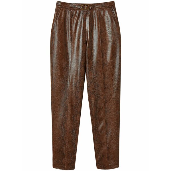 ツイン仕掛ける レディース 心地好いズボン下 ボトムス Snake-effect cropped trousers Black