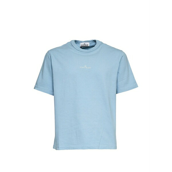 ストーンアイランド メンズ Tシャツ トップス Logo-embroidered t-shirt Blue｜asty