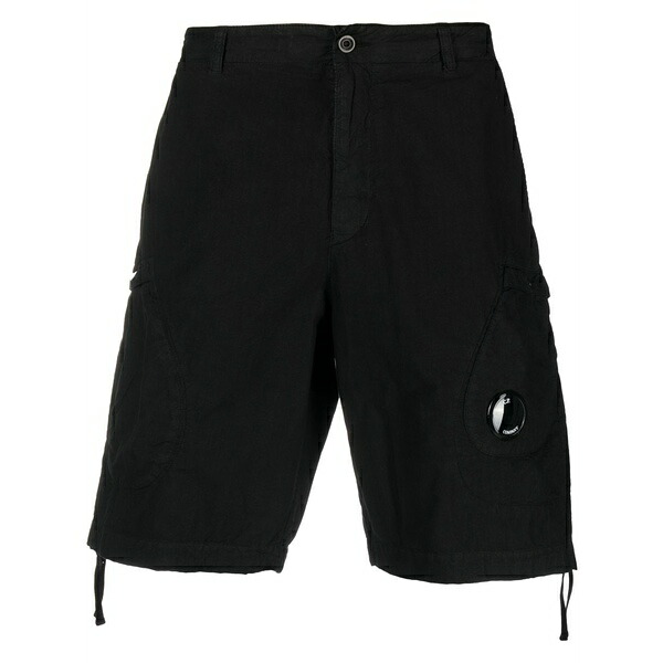 シーピーカンパニー メンズ 心地好いズボン下 ボトムス Logo-patch cotton shorts Black