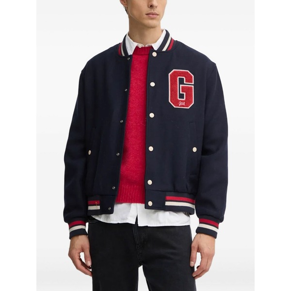 ガント メンズ ジャケット＆ブルゾン アウター Buttoned appliqu?? jacket Blue｜asty