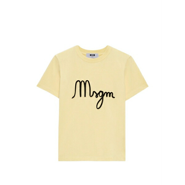 エムエスジイエム レディース プルオーバー トップス Logo-print t-shirt Yellow