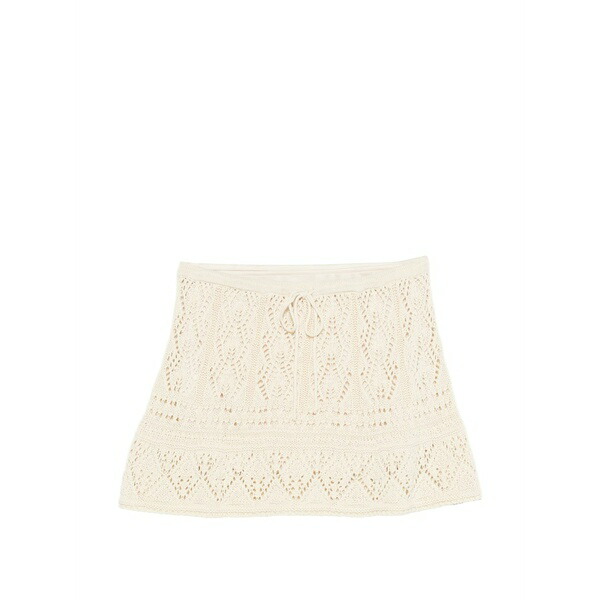 アニエバイ レディース スカート ボトムス Pointelle-knit drawstring mini skirt Neutrals|asty