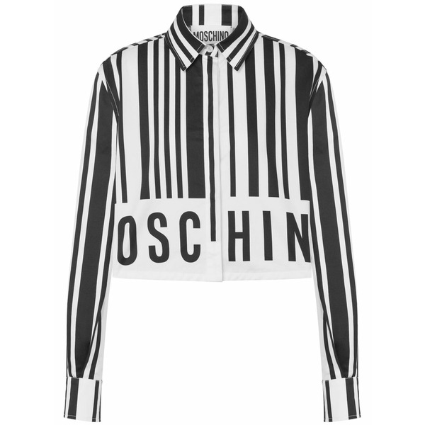 モスキーノ レディース シャツ トップス Barcode-print cotton shirt White|asty