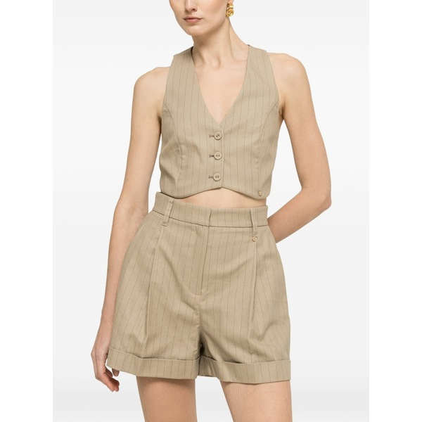 ニッサ レディース カットソー トップス Cropped pinstripe waistcoat Neutrals|asty