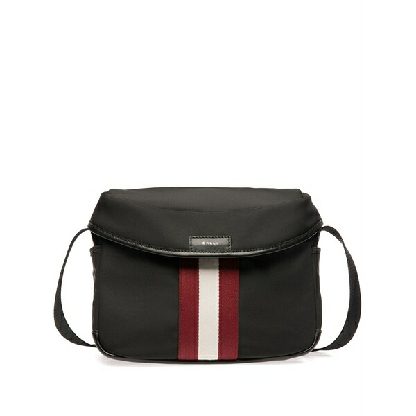 バリー メンズ ショルダーバッグ 御徒面子 Code stripe-detail canvas messenger bag Black