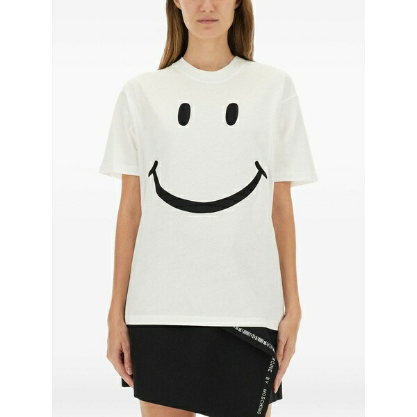 モスキーノ レディース プルオーバー トップス Smile-print t-shirt White
