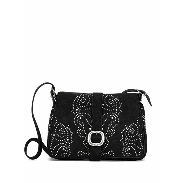 デジグアル レディース ショルダーバッグ バッグ Studded buckle satchel Black|asty