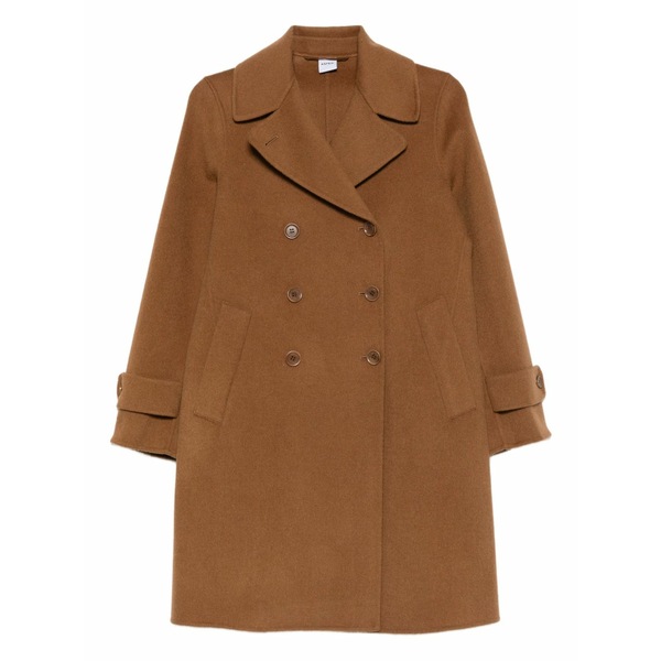 アスペジ レディース 厚地の外套 アウター Double-breasted coat Brown
