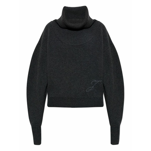 ジャクエムス レディース 編み物\u0026ティーシャツ アウター Pallone turtleneck embroidered sweater Grey