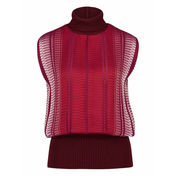 ゼウスプラスディオーニ レディース カットソー トップス Turtleneck knitted vest  Red