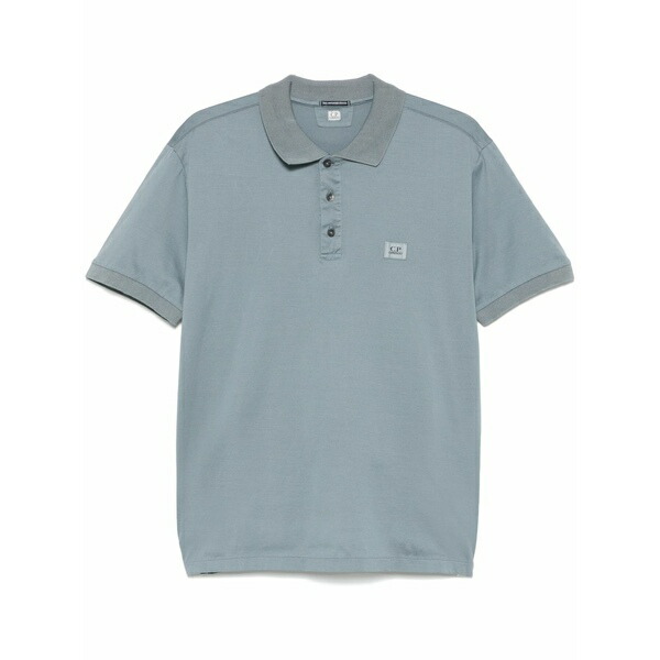 シーピーカンパニー メンズ スポーツシャツ トップス Logo-patch polo shirt Blue