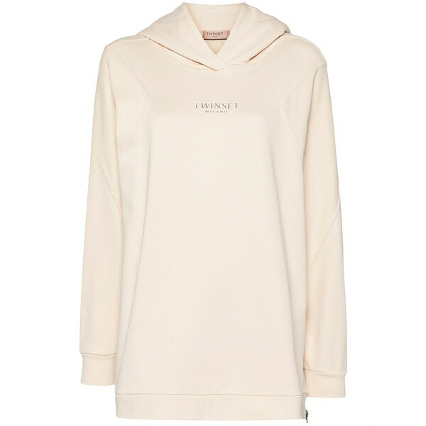 ツイン仕かける レディース パーカー・スウェットシャツ アウター Logo-lettering hoodie Neutrals
