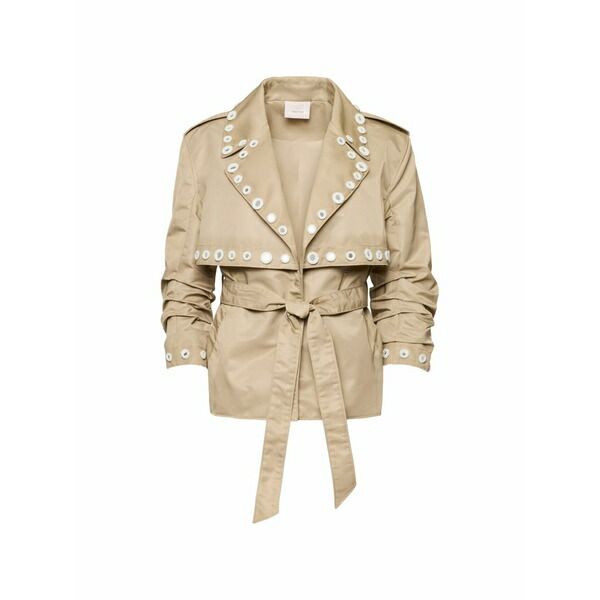 サンクアセプト レディース 厚地の外套 アウター Yates short trench jacket Neutrals