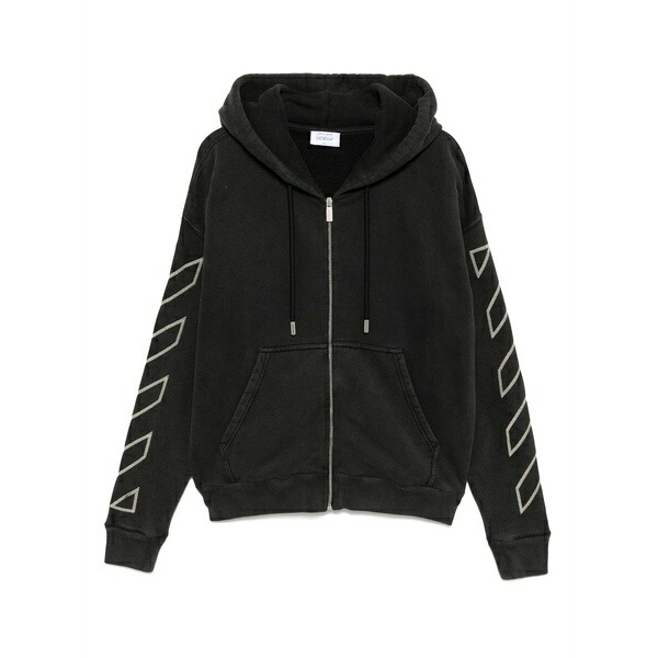 象牙色 メンズ パーカー・スウェットシャツ アウター Arrow-print zip-up hoodie Black