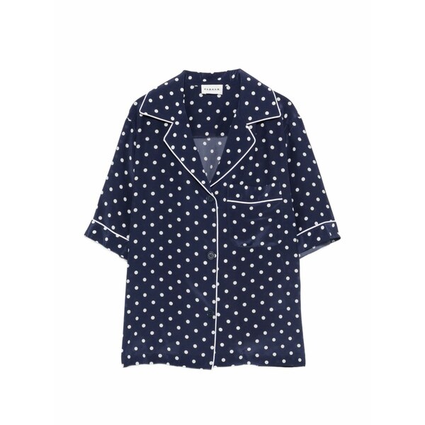 パロッシュ レディース シャツ トップス Polka-dot piped-trim shirt Blue｜asty