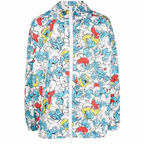 ディースクエアード メンズ ジャケット＆ブルゾン アウター Smurf-print hooded jacket White｜asty