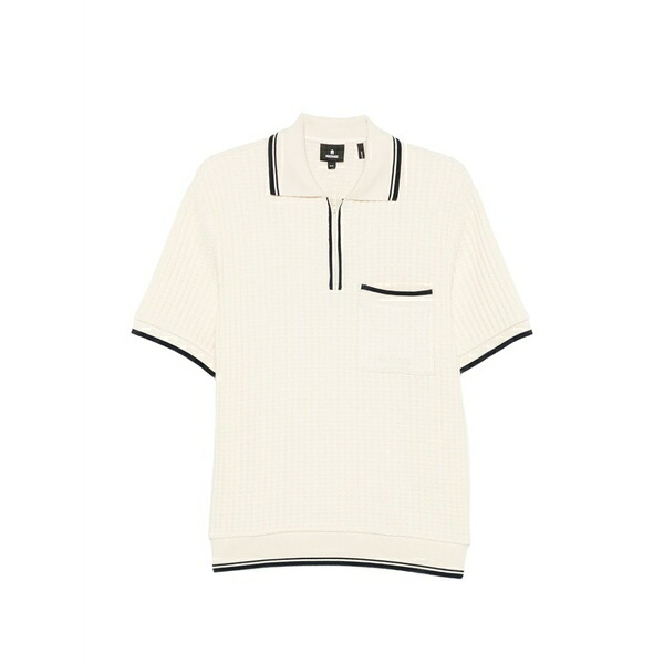 マッカージュ メンズ ポロシャツ トップス Zip-neck ribbed-knit polo shirt Neutrals｜asty 64,240円
