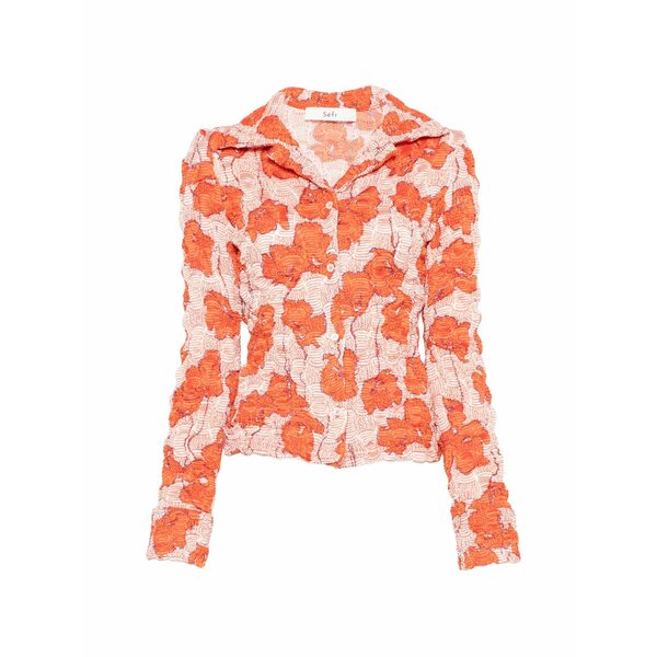 エスエフアール レディース シャツ トップス Erin crinkled floral shirt Orange｜asty