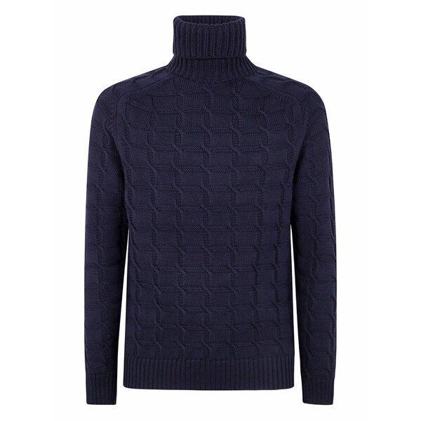 ザノーネ メンズ ニット&セーター アウター Cable-knit turtleneck sweater Blue｜asty