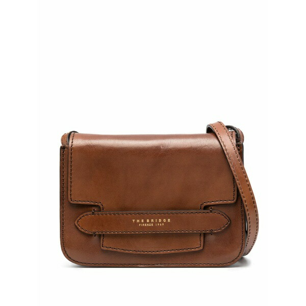 ザ・ブリッジ メンズ ショルダーバッグ バッグ Lucrezia foldover-top leather shoulder bag Brown|asty