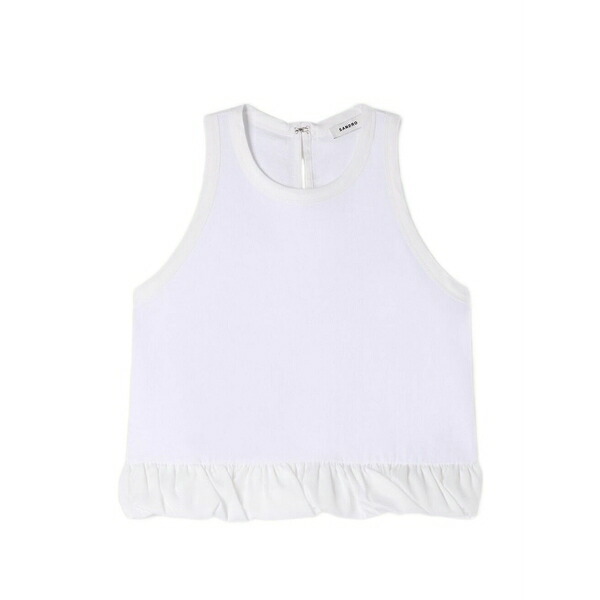 サンドロ レディース カットソー トップス Ruffled tank top White｜asty
