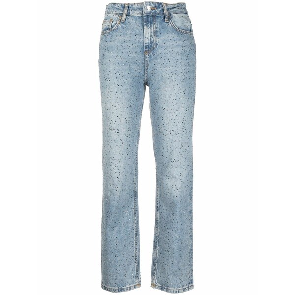 リュージョー レディース デニムパンツ ボトムス Rhinestone-embellished straight-leg jeans Blue｜asty 33,670円