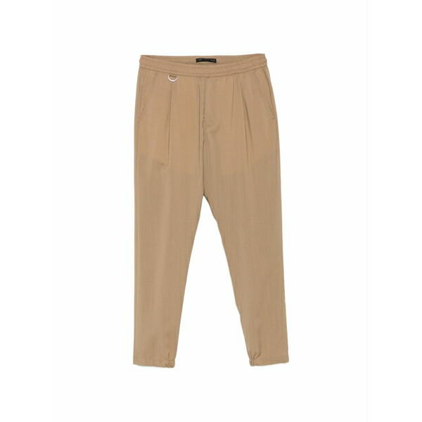 ロウブランド メンズ カジュアルパンツ ボトムス Pleated elasticated-waistband trousers Neutrals｜asty