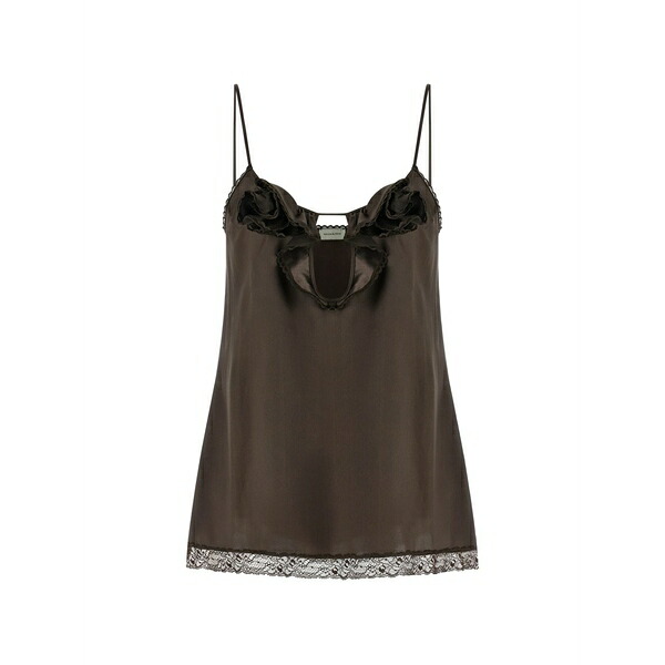 マグダ・ブトリム レディース カットソー トップス Ruffled silk top Brown｜asty