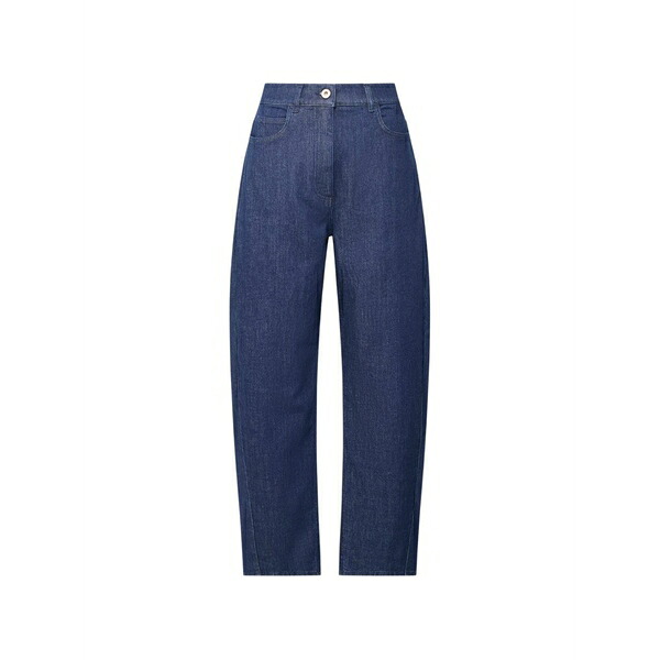 アナザー トゥモロー レディース デニムパンツ ボトムス Seam-detail curved jeans Blue｜asty