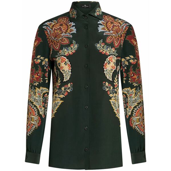 エトロ レディース シャツ トップス Paisley-print silk shirt Green|asty