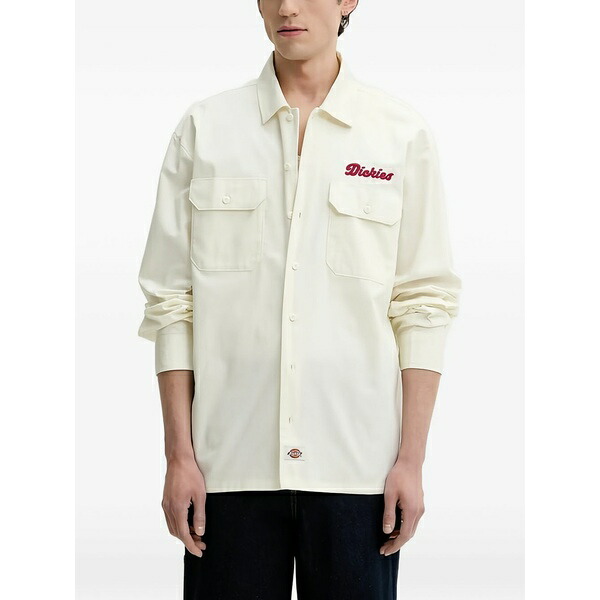 ディッキーズ メンズ シャツ トップス Chest-pocket embroidered shirt Neutrals|asty