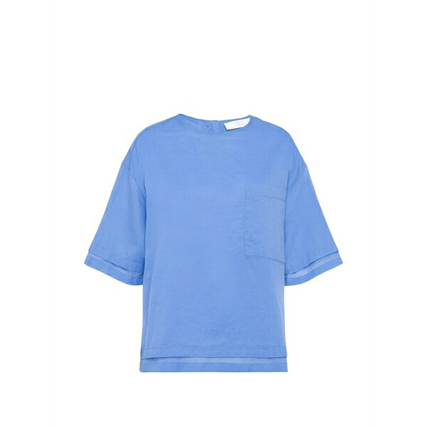 テラ レディース Tシャツ トップス Front-pocket short-sleeve t-shirt Blue｜asty