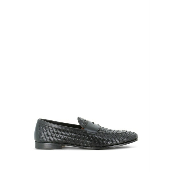 ヘンダーソン・ブラッコ メンズ スリッポン・ローファー シューズ Textured-design penny-slot loafers Black|asty
