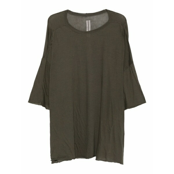 リックオウエンス メンズ Tシャツ トップス Raw-cut organic cotton t-shirt Green｜asty