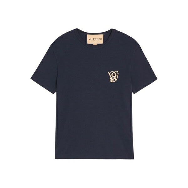 ヴァレンティノ ガラヴァーニ メンズ Tシャツ トップス Vg-patch cotton t-shirt Blue｜asty