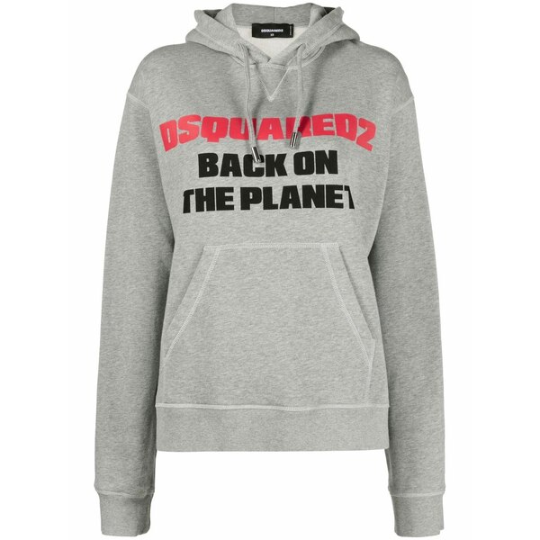 ディースクエアード レディース パーカー・スウェットシャツ アウター Slogan-print hoodie Grey