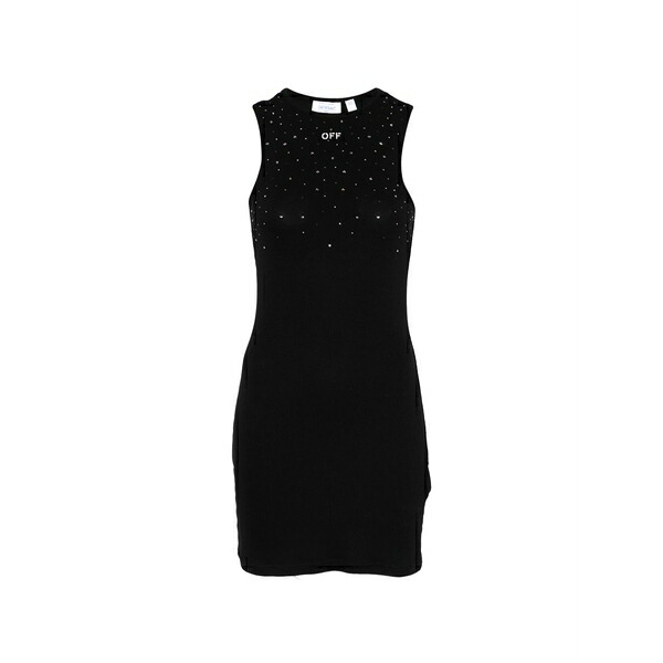 オフホワイト レディース ワンピース トップス Embellished fitted mini dress Black|asty