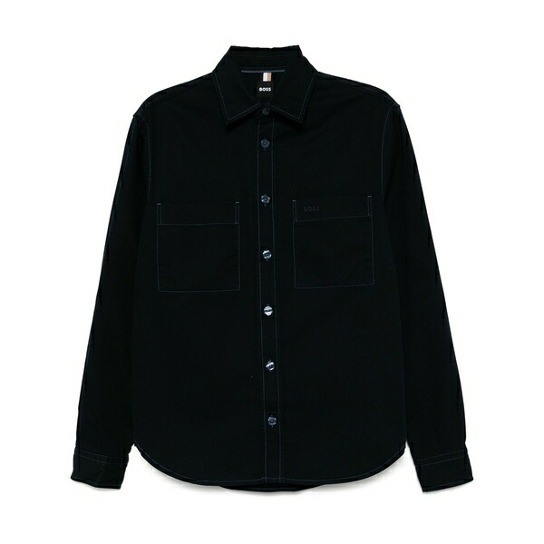 雇い主 メンズ プルオーバー トップス Logo-embroidered shirt Blue