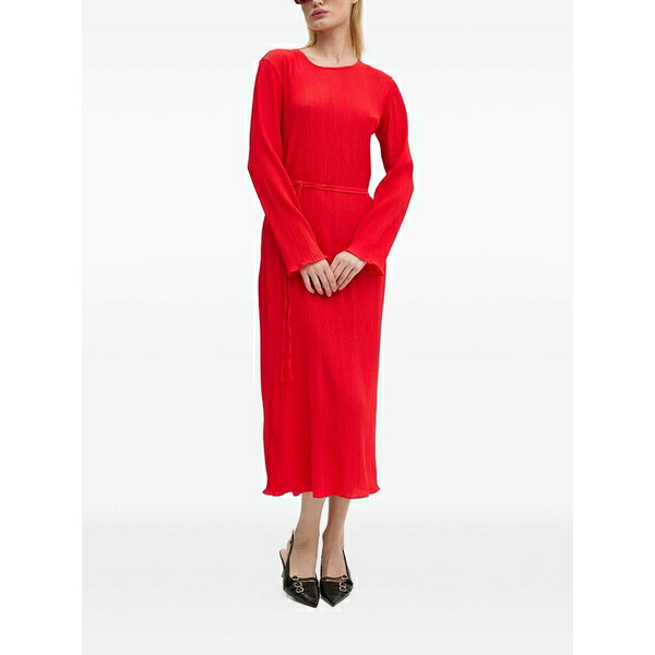 ネバーフリードレスド レディース ワンピース トップス Long-sleeve midi dress Red|asty