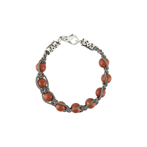 エマニュエレ ビコッキ メンズ ブレスレット・バングル・アンクレット 付属物 Beaded braided-chain bracelet Red
