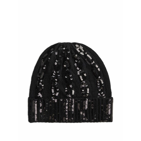 ラルフローレン レディース かぶり笠 付属品 Sequin-embellished beanie hat Black