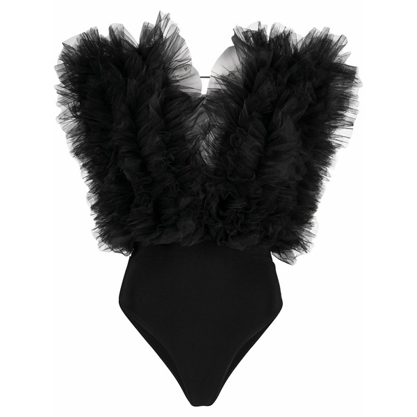 アルケミー レディース Tシャツ トップス X lia aram ruffle sleeveless bodysuit Black｜asty