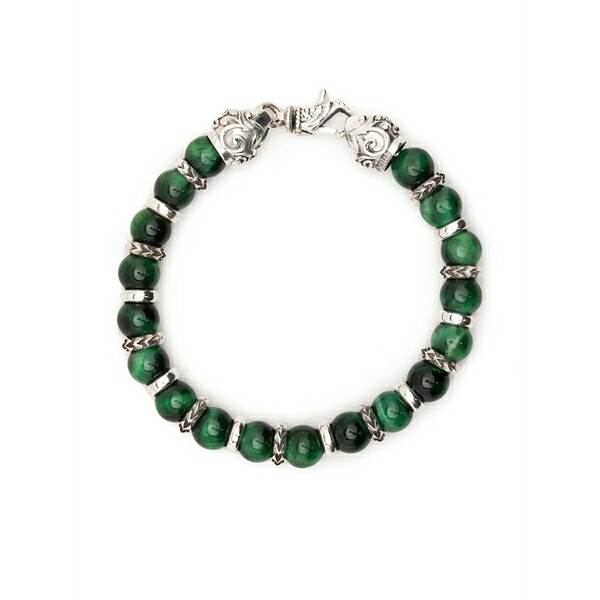 エマニュエレ ビコッキ メンズ ブレスレット・バングル・アンクレット 付属物 Tiger eye beaded bracelet Green